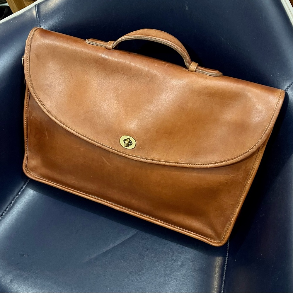Vintage Coach USA Leather Flap Briefcase 1332-238 Brown Portfolio - Picture 1 of 15